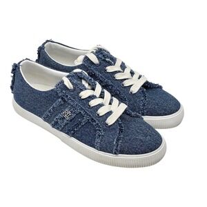 Lauren Ralph Lauren Janson Frayed Denim‎ Low Top Sneakers Women Size 6 Blue